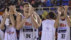 Celebración del equipo de baloncesto Rio Natura Monbus Obradoiro