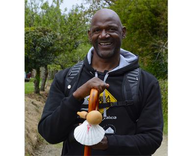 Terry Porter sur le Chemin Français de Saint Jacques de Compostelle.