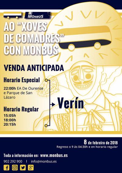 Servicios de Monbus para ir al Xoves de Comadres de Verín