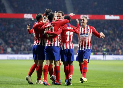 Los jugadores del Atlético de Madrid celebran un gol