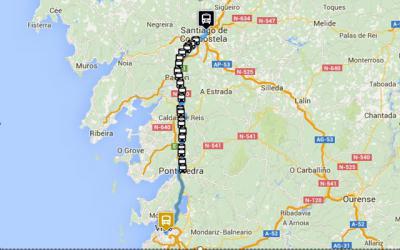 Ruta en autobús de Monbus desde Santiago de Compostela a Vigo